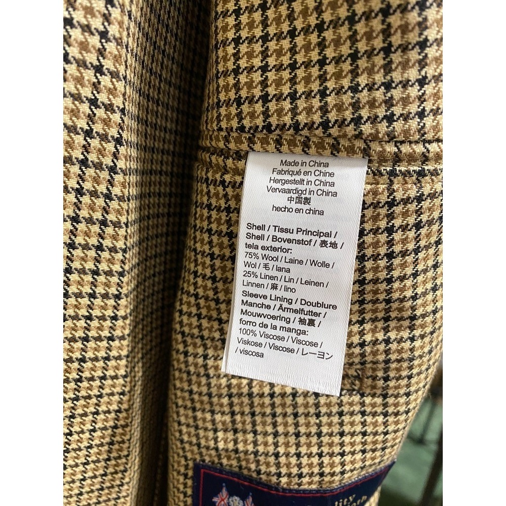 J Crew Blazer Mens 40R Ludlow British Moon Cloth Houndtooth Wool Linen Blend - Picture 7 of 13
